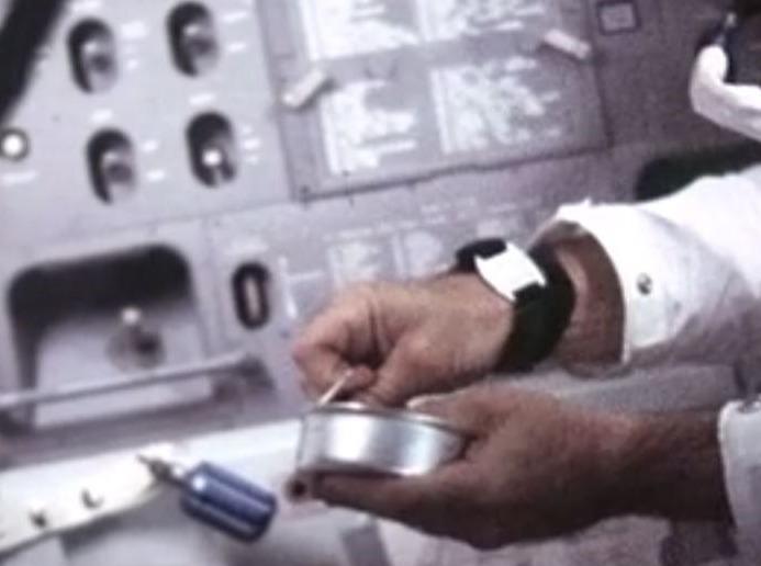 Apollo 16 astronaut Charlie Duke wearing Wrist Mirror-P/N SDB12100086-001-Kizzi Precision Flightgear