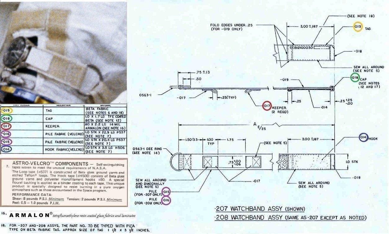 Long white NASA watch strap as used for Apollo lunar training - P/N SEB12100030-207 - Kizzi Precision Flightgear