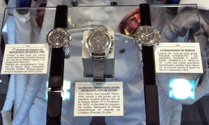 Omega Museum display with long watchband - Kizzi Precision Flightgear