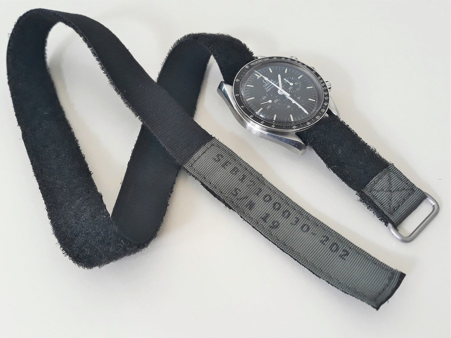 Omega Speedmaster on a long replica NASA watch strap