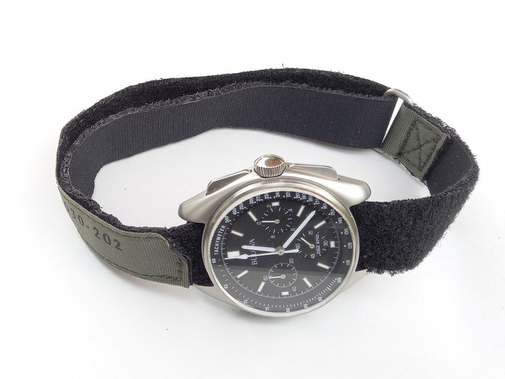 The Bulova 50th Anniversary Lunar Pilot Limited Edition on Apollo 15 Astronaut Dave Scott's replica NASA watch strap - P/N SEB12100030-202-Kizzi Precision Flightgear
